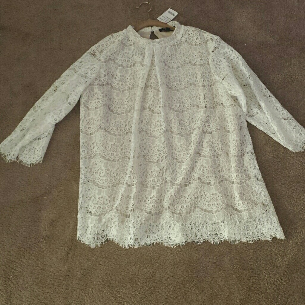 Cream over taupe lace shirt